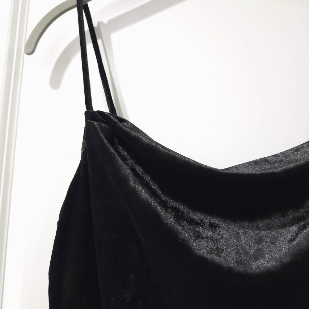 Topshop Black Velvet Cowl Neck Mini Dress, Effortless Evening Chic, Size 2 - Picture 6 of 11